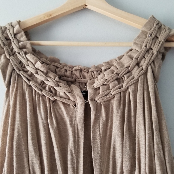 Anthro Ryu Tan Boho Long Tie Vest Large - Picture 4 of 10